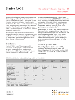 Native PAGE Separation Technique File No
