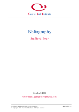 Bibliography Stafford Beer