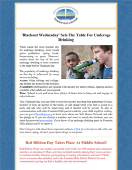 Blackout Wednesday' Sets the Table for Underage Drinking