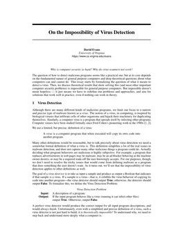 On the Impossibility of Virus Detection