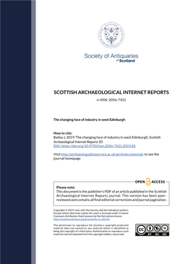 SCOTTISH ARCHAEOLOGICAL INTERNET REPORTS E-ISSN: 2056-7421