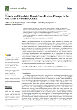 Historic and Simulated Desert-Oasis Ecotone Changes in the Arid Tarim River Basin, China
