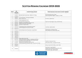 Scottish Rowing Calendar 2019-2020