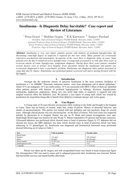 Insulinoma - Is Diagnostic Delay Inevitable? Case Report and Review of Literature