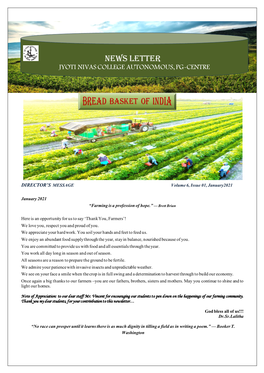 News Letter Jyoti Nivas College Autonomous, Pg-Centre