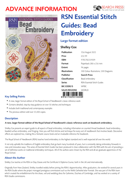 RSN Essential Stitch Guides: Bead Embroidery Large Format Edition Shelley Cox
