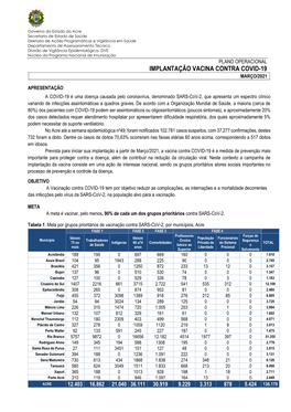 Implantação Vacina Contra Covid-19 Março/2021