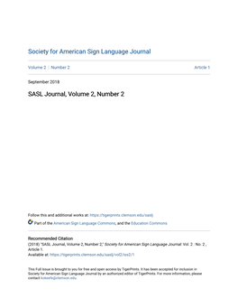 SASL Journal, Volume 2, Number 2