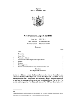 New Plymouth Airport Act 1961