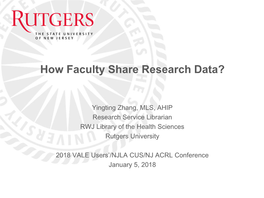 How Faculty Share Research Data?