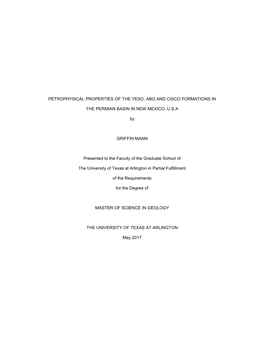 Petrophysical Properties of the Yeso, Abo and Cisco Formations In