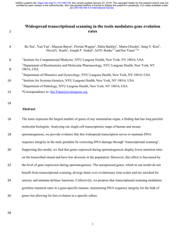 Widespread Transcriptional Scanning in the Testis Modulates Gene Evolution 2 Rates