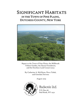 Significant Habitats in the Town of Pine Plains, Dutchess County, New York