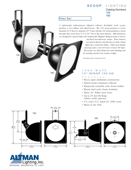 SCOOP LIGHTING Catalog Numbers 154 160 Fixture Type