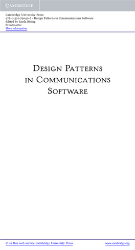 Design Patterns in Communications Software Edited by Linda Rising Frontmatter More Information