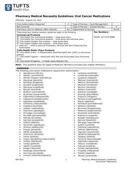 Pharmacy Medical Necessity Guidelines: Oral Cancer Medications Effective: August 16, 2021