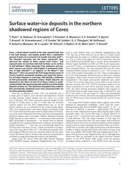 Surface Water-Ice Deposits in the Northern Shadowed Regions of Ceres