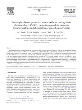 Dimethyl Carbonate Production Via the Oxidative Carbonylation of Methanol