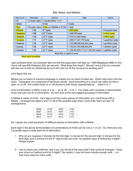 Bits, Bytes, and Nibbles