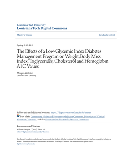 The Effects of a Low-Glycemic Index Diabetes Management Program On