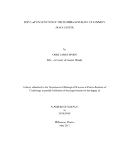Population Genetics of the Florida Scrub-Jay at Kennedy