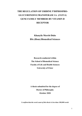 (UGT1A) GENE FAMILY MEMBERS by VITAMIN D RECEPTOR Khanyile