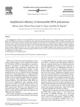 Amplification Efficiency of Thermostable DNA Polymerases