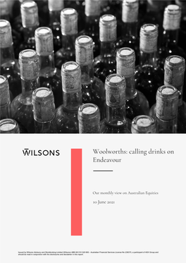 Woolworths: Calling Drinks on Endeavour