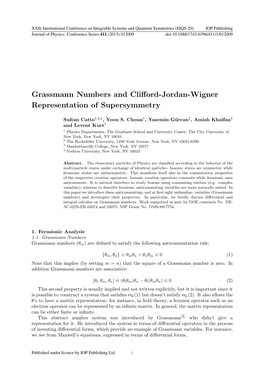 Grassmann Numbers and Clifford-Jordan