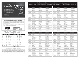 First Round Pairings & Starting Times