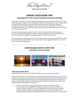 EMPIRE STATE ROAD TRIP Exploring New York’S Natural Wonders and Cultural Heritage