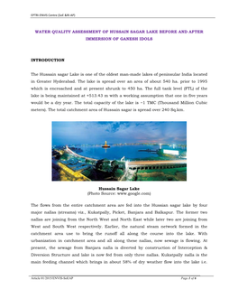 5. Water Quality Assessment of Hussain Sagar Lake Before And