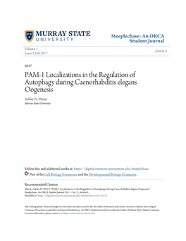 PAM-1 Localizations in the Regulation of Autophagy During Caenorhabditis Elegans Oogenesis Ashley N