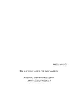 Fisheries Centre Research Reports 2016 Volume 24 Number 3