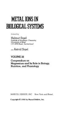 Metal Ions in Biological Systems