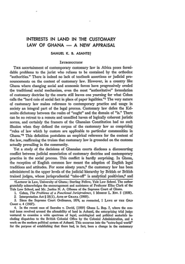 Interests in Land in the Customary Law of Ghana - a New Appraisal