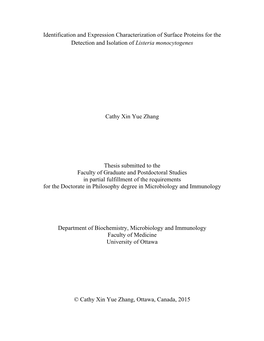 Identification and Expression Characterization of Surface Proteins for the Detection and Isolation of Listeria Monocytogenes