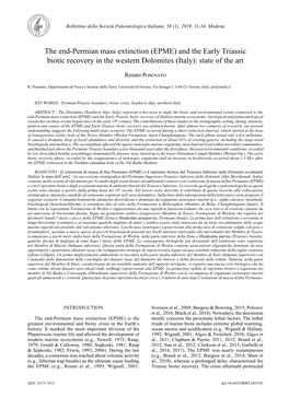 (EPME) and the Early Triassic Biotic Recovery in the Western Dolomites (Italy): State of the Art