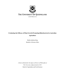 Evaluating the Efficacy of Plant Growth Promoting Rhizobacteria in Australian Agriculture