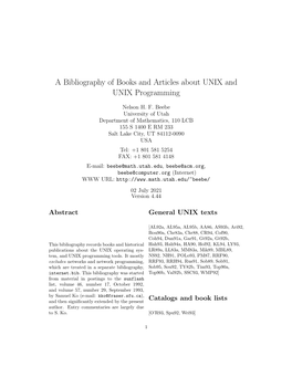 A Bibliography of Books and Articles About UNIX and UNIX Programming