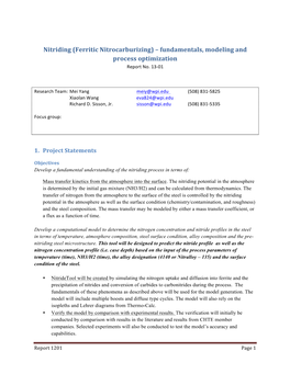 Nitriding (Ferritic Nitrocarburizing) – Fundamentals, Modeling and Process Optimization Report No