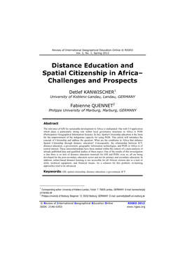 Distance Education and Spatial Citizenship in Africa– Challenges and Prospects