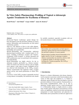 In Vitro Safety Pharmacology Profiling of Topical Α-Adrenergic Agonist Treatments for Erythema of Rosacea