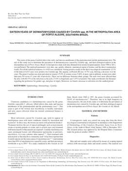 SIXTEEN YEARS of DERMATOMYCOSIS CAUSED by Candida Spp