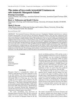 The Status of Two Exotic Terrestrial Crustacea on Sub-Antarctic