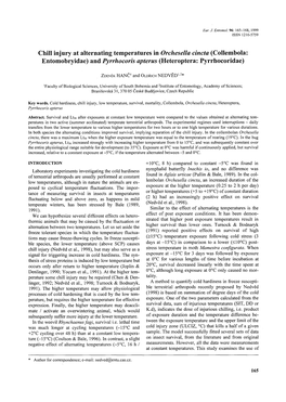 Chill Injury at Alternating Temperatures in Orchesella Cincta (Collembola