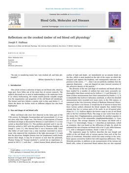 Reflections on the Crooked Timber of Red Blood Cell Physiology1