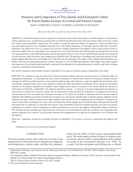 Structure and Composition of Tree Islands and Krummholz Within the Forest-Tundra Ecotone in Central and Eastern Canada ELENA ALBERTSEN,1 KAREN A