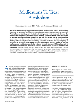 Medications to Treat Alcoholism