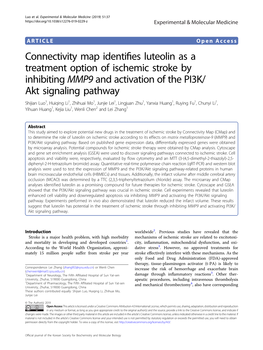 Connectivity Map Identifies Luteolin As a Treatment Option of Ischemic